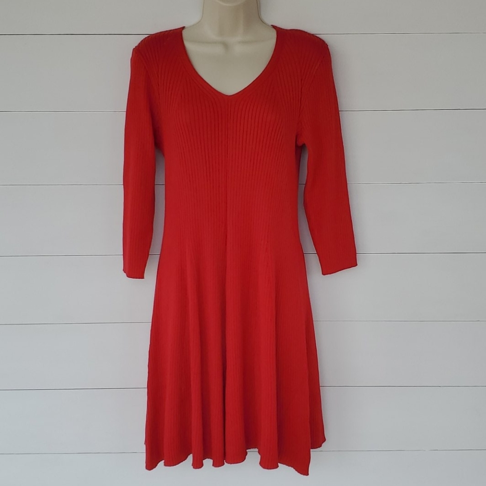 NY Collection Red Knit Dress Size Petite XL